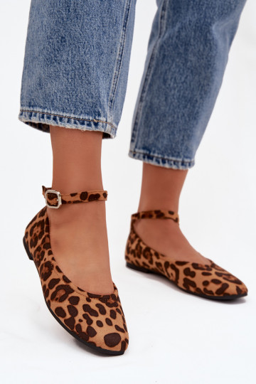 baleríny  s popruhy I s přezkami se vzory leopardí kožešiny Janelor 2