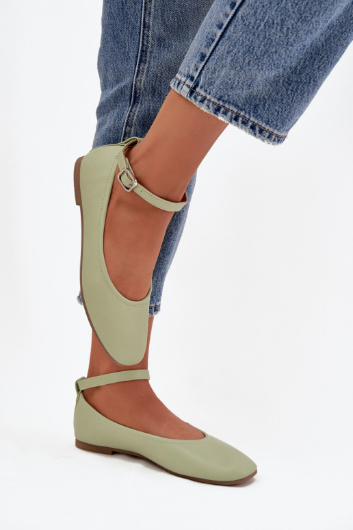 baleríny  s popruhy I s přezkami zelené Janelor