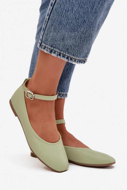 baleríny  s popruhy I s přezkami zelené Janelor