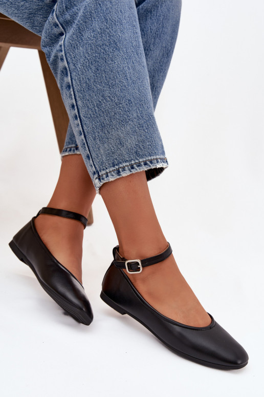 baleríny  s popruhy I s přezkami Černé Janelor