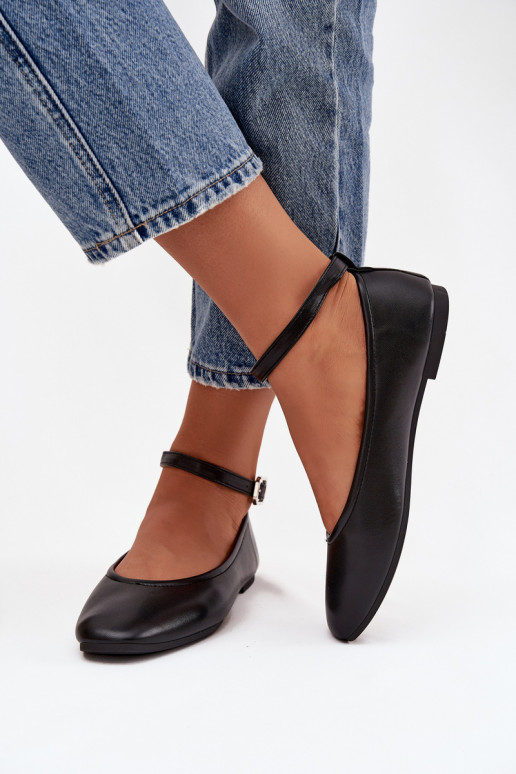 baleríny  s popruhy I s přezkami Černé Janelor