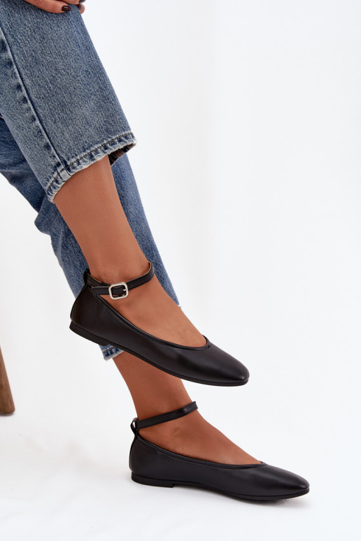 baleríny  s popruhy I s přezkami Černé Janelor