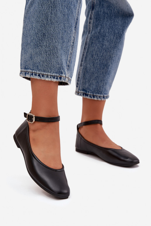 baleríny  s popruhy I s přezkami Černé Janelor