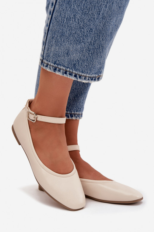 baleríny  s popruhy I s přezkami béžové Janelor