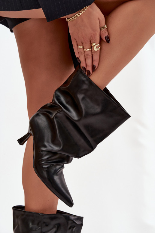 Slip-on vzor Dámské podpatky s tenkými podpatky s vrásčitou podrážkou Černé Inarisse