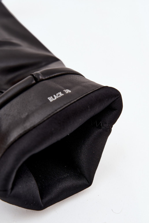 dámské dlouhé boty s podpatky Z Wywiniętą Cholewką I s přezkamimi Černé