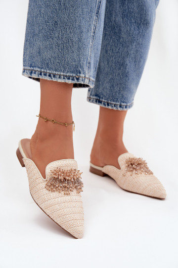 Dámské pantofle s ornamenty béžové Katrine 2