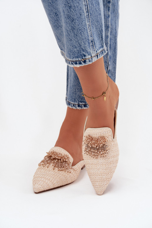 Dámské pantofle s ornamenty béžové Katrine