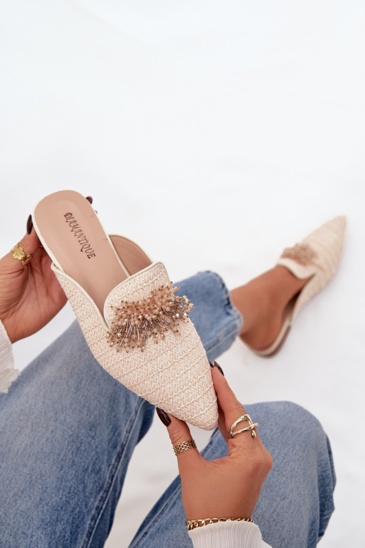 Dámské pantofle s ornamenty béžové Katrine