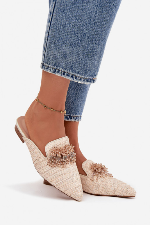 Dámské pantofle s ornamenty béžové Katrine