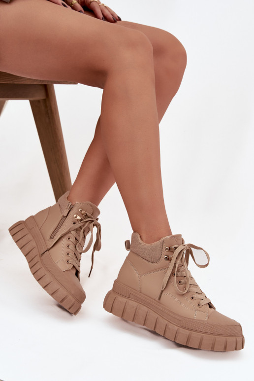  zateplené Dřeváky boty s platformou hnědáCarenna