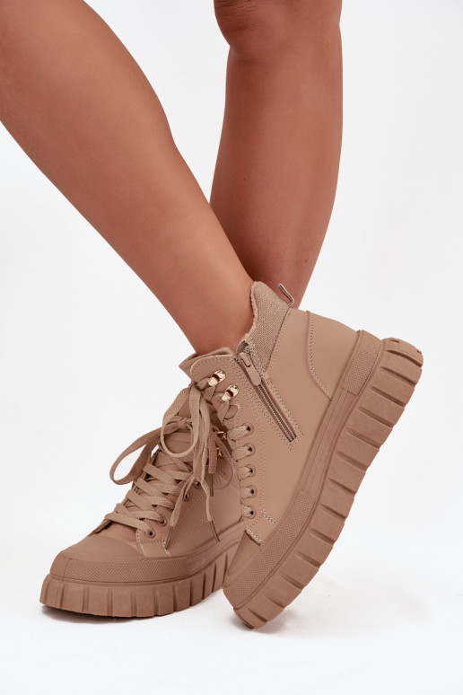  zateplené Dřeváky boty s platformou hnědáCarenna