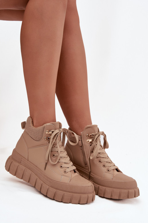  zateplené Dřeváky boty s platformou hnědáCarenna