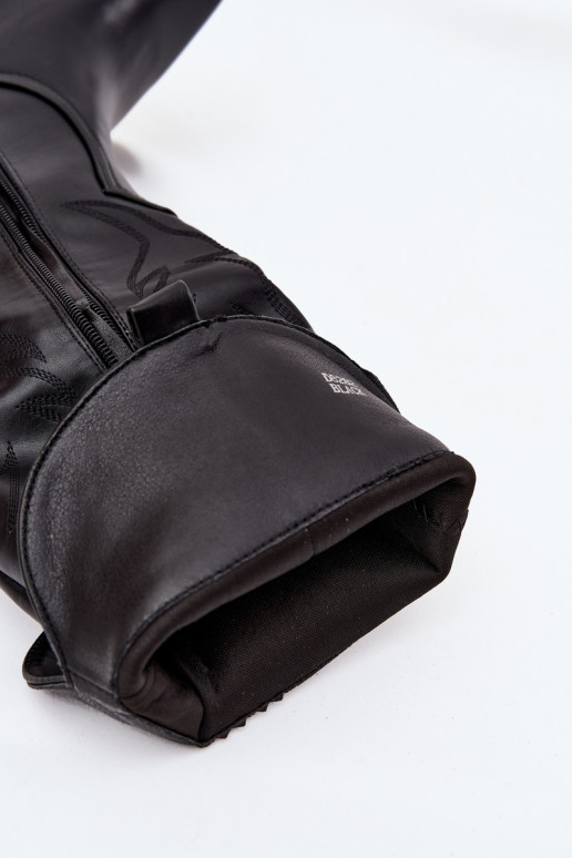 dlouhé boty kovbojský styl s podpatky Eko  zateplené Černé Zareen