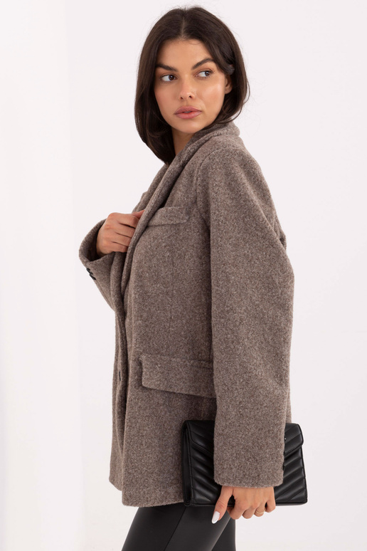 Dlouhý kabát tmavě béžové barvy