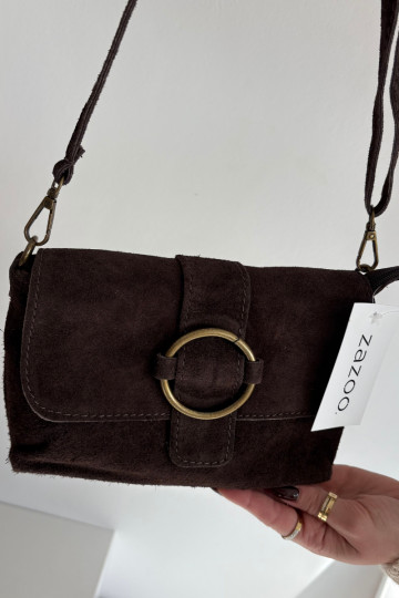 Skórzana Zamszowa Malá kabelka Czekoladowa Jessel 2