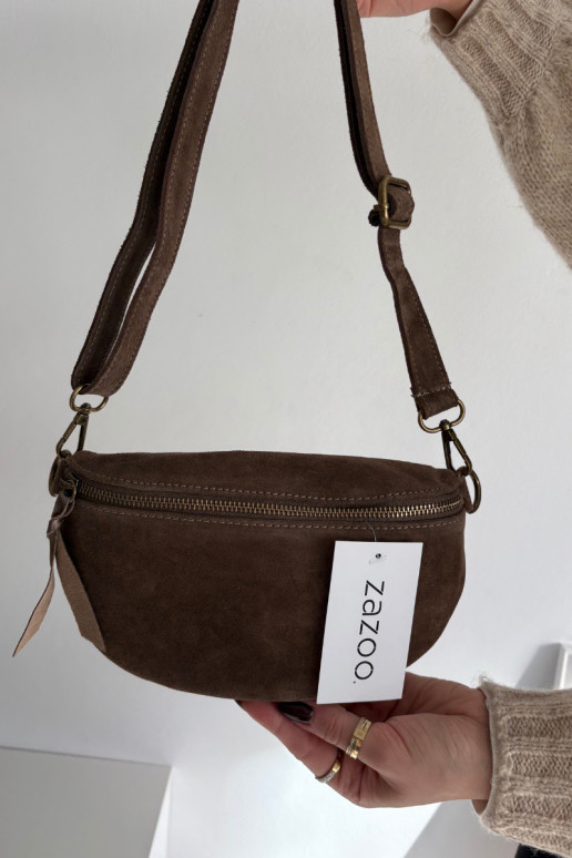 Skórzana Zamszowa Kabelka na trupu Czekoladowa Wessa