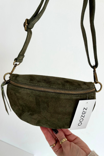 Skórzana Zamszowa Kabelka na trupu zelená Wessa