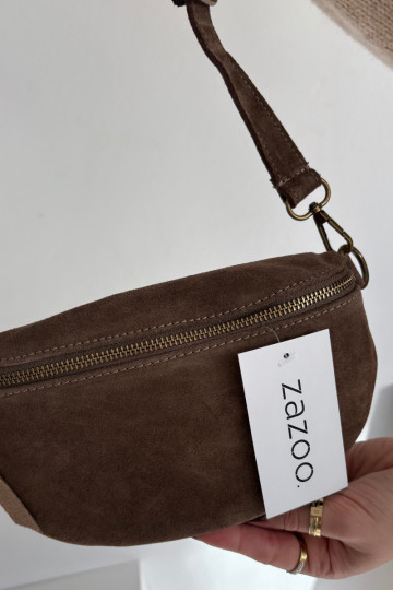 Skórzana Zamszowa Kabelka na trupu hnědá Wessa 2