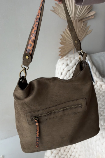 Kabelka Z z eko semišeu zielona Deliane