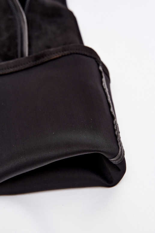 dámské dlouhé boty nad kolena s podpatky z eko semišeowe Černé Tahlina