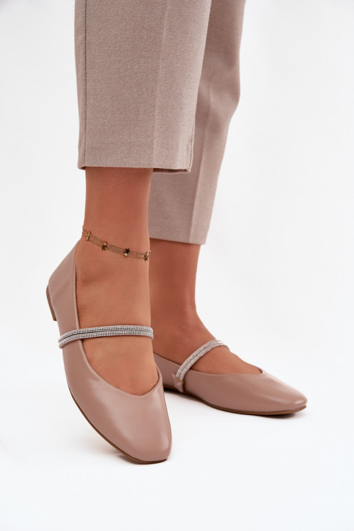baleríny  Z Błyszczącymi Paskami béžové Ilirene