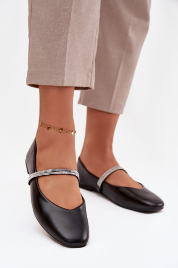 baleríny  Z Błyszczącymi Paskami Černé Ilirene