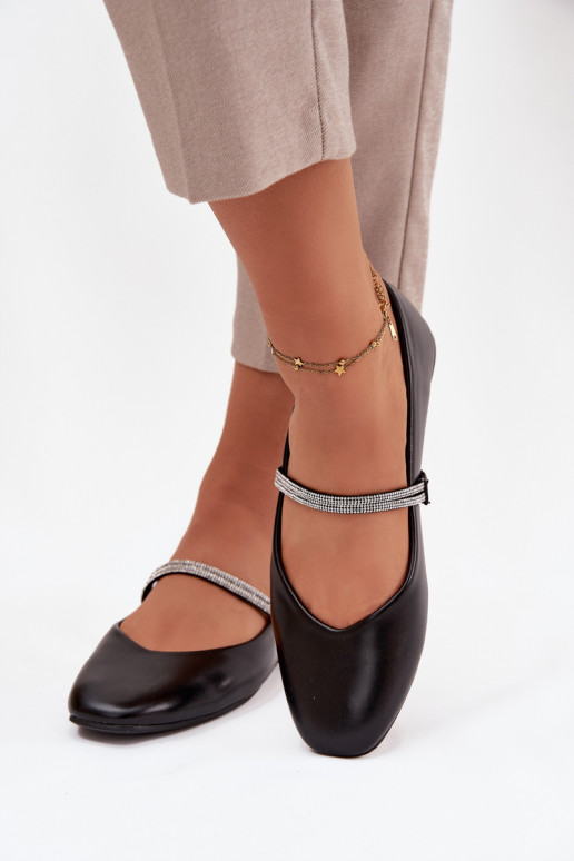 baleríny  Z Błyszczącymi Paskami Černé Ilirene