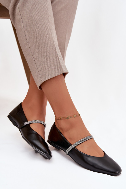 baleríny  Z Błyszczącymi Paskami Černé Ilirene