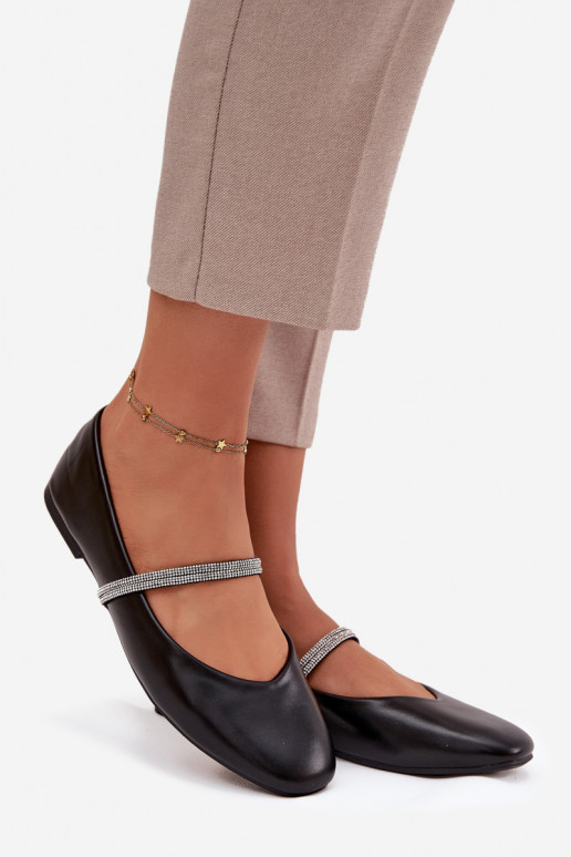 baleríny  Z Błyszczącymi Paskami Černé Ilirene