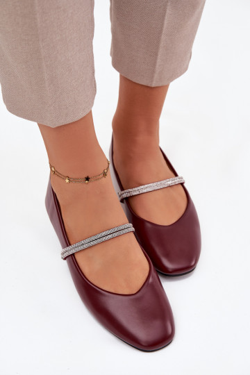 baleríny  Z Błyszczącymi Paskami vínová Ilirene