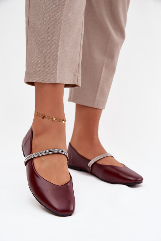 baleríny  Z Błyszczącymi Paskami vínová Ilirene