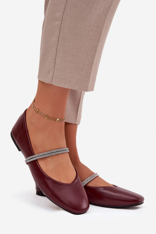 baleríny  Z Błyszczącymi Paskami vínová Ilirene