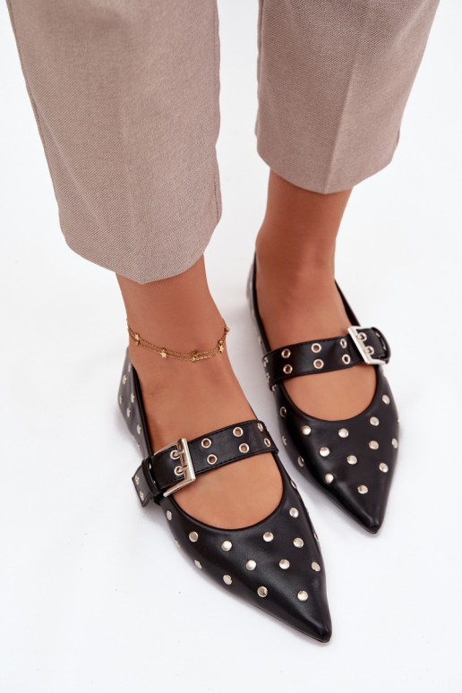 baleríny s nýty I s přezkami Eko  Černé Arlenne