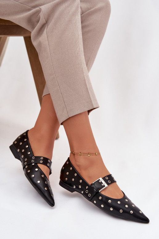 baleríny s nýty I s přezkami Eko  Černé Arlenne