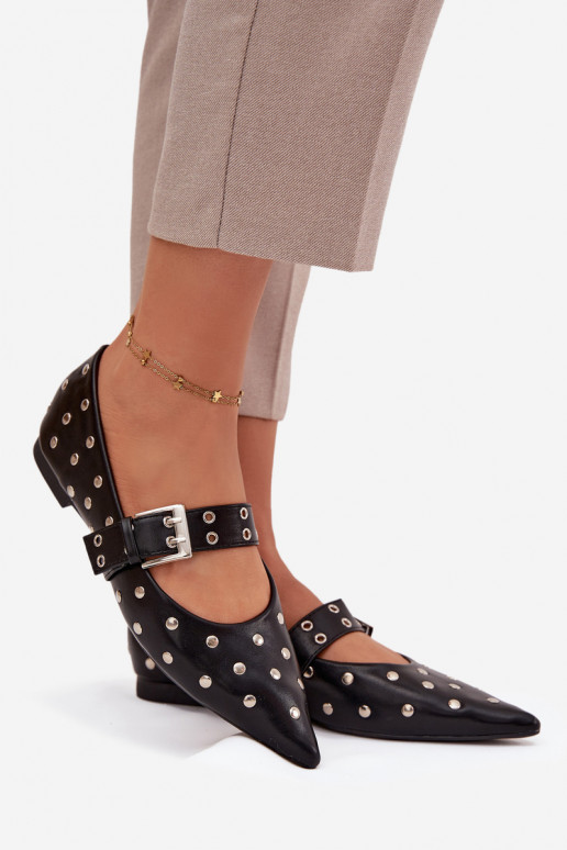 baleríny s nýty I s přezkami Eko  Černé Arlenne