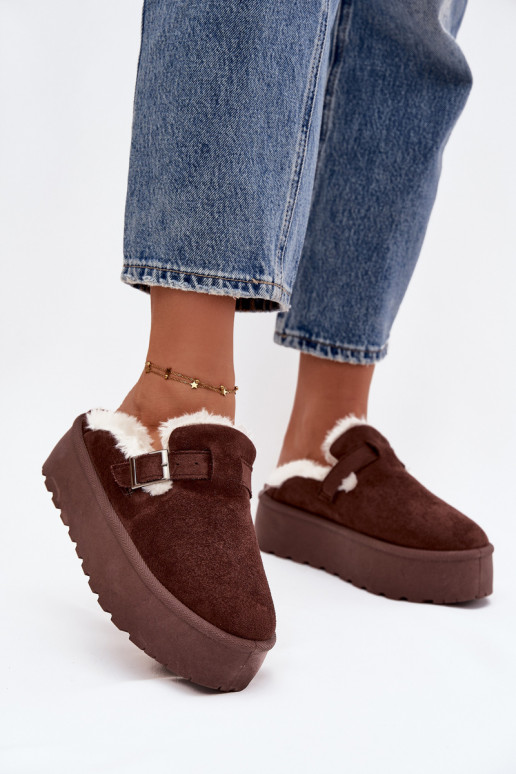 Sněhule  s kožešinou I s přezkami s platformou Czekoladowe Jessina