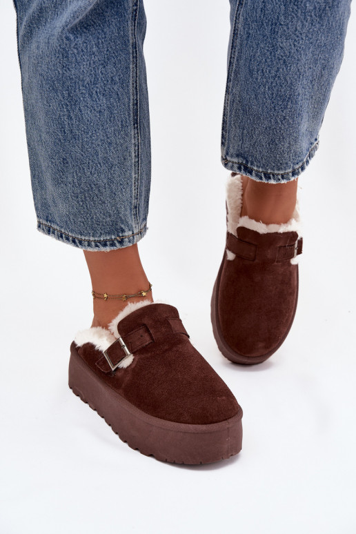 Sněhule  s kožešinou I s přezkami s platformou Czekoladowe Jessina