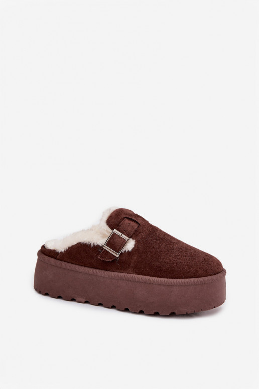 Sněhule  s kožešinou I s přezkami s platformou Czekoladowe Jessina