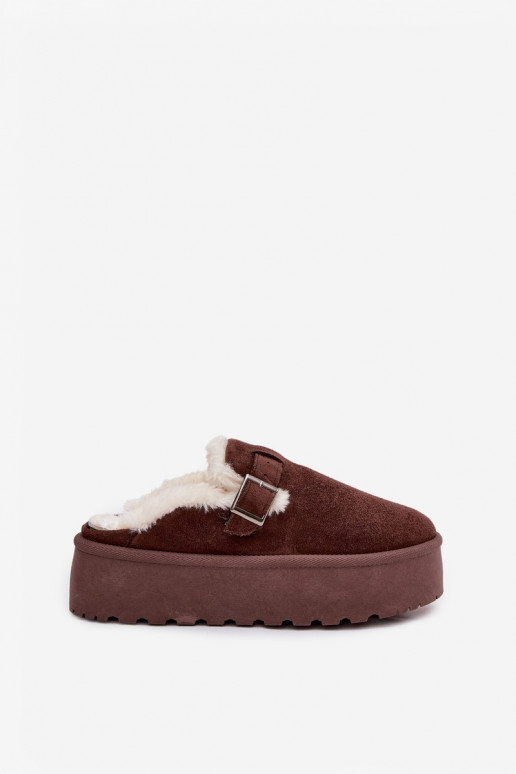 Sněhule  s kožešinou I s přezkami s platformou Czekoladowe Jessina