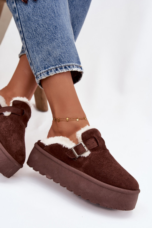 Sněhule  s kožešinou I s přezkami s platformou Czekoladowe Jessina