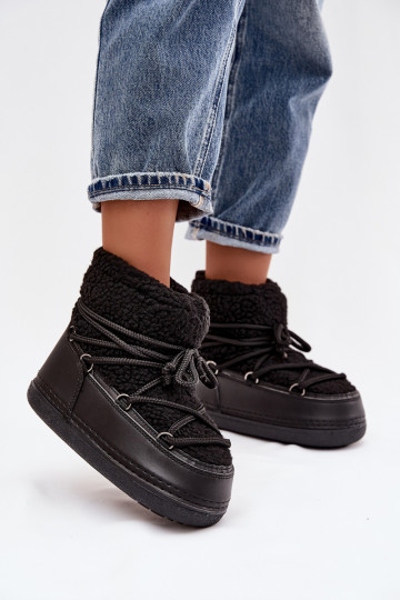 Sněhule  s kožešinou Typu Baranek s popruhy Černé Belira 2