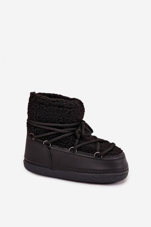 Sněhule  s kožešinou Typu Baranek s popruhy Černé Belira