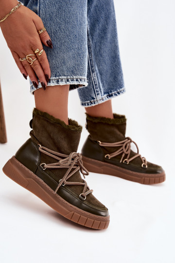 Sněhule  se stylovými detaily khaki Isalisse