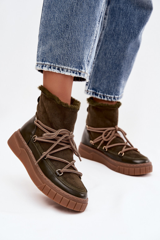 Sněhule  se stylovými detaily khaki Isalisse