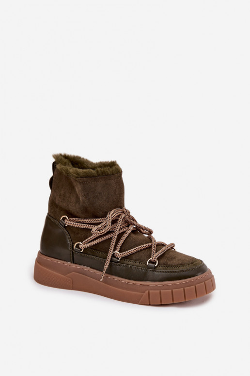 Sněhule  se stylovými detaily khaki Isalisse