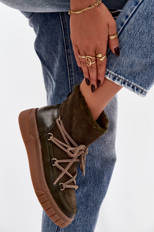 Sněhule  se stylovými detaily khaki Isalisse