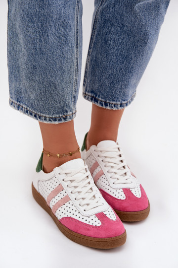  s ažurovými prvky Tenisky  Zazoo N1318 Bílá-růžová