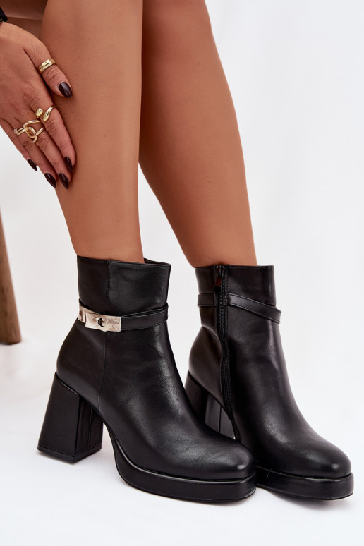 zateplené Dámské podpatky se zdobenými podpatky Černé Giordina