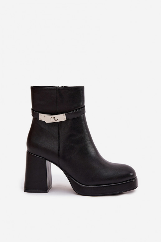 zateplené Dámské podpatky se zdobenými podpatky Černé Giordina